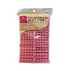 NEW Vintage GOODY Snap Over Roller Pink Set of 18 Medium‎ Rollers 1977 USA Made